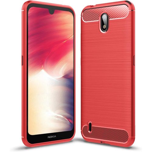 Coque Pour Nokia 1.3 Coque Pour Nokia 1.3 Coque, Texture En Fibre De Carbone Brossée, Technologie Anti-Rayures Et D'absorption De Chocs - Rouge