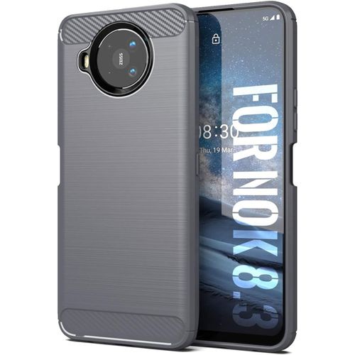 Coque Pour Nokia 8.3 Coque Pour Nokia 8.3 Coque, Texture En Fibre De Carbone Brossée, Technologie Anti-Rayures Et D'absorption De Chocs - Gris