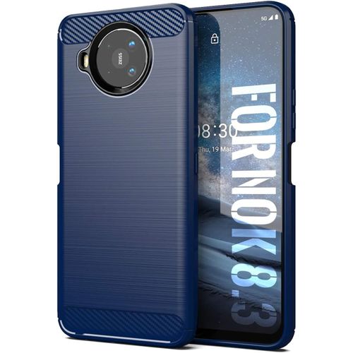 Coque Pour Nokia 8.3 Coque Pour Nokia 8.3 Coque, Texture En Fibre De Carbone Brossée, Technologie Anti-Rayures Et D'absorption De Chocs - Bleu