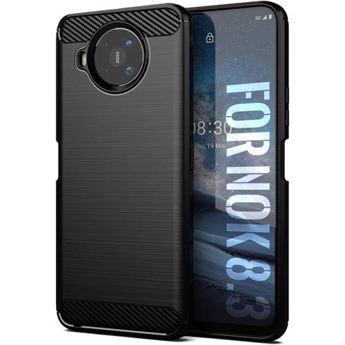 Coque Pour Nokia 8.3 Coque Pour Nokia 8.3 Coque, Texture En Fibre De Carbone Brossée, Technologie Anti-Rayures Et D'absorption De Chocs - Noir
