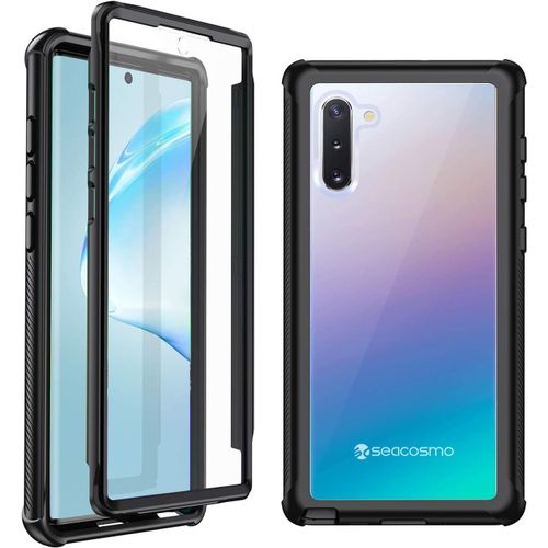 Coque Samsung Note 10, Antichoc Housse Avec Protège-Écran Full Body Protection Intégré Etui Pour Capteur D'empreinte Digitale Bumper Case Pour Samsung Galaxy Note10-Noir