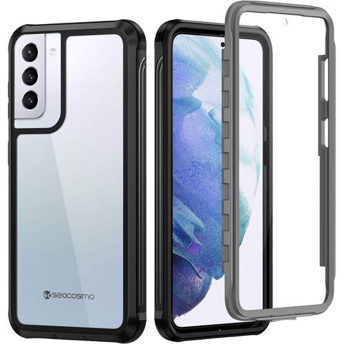 Coque Samsung S21 Plus 5g, Intégrale Antichoc Avec Protecteur D'écran Bumper Militaire Robuste Étui Transparent Capteur D'empreintes Digitales Intégré Pour Galaxy S21 Plus -Noir/Gris