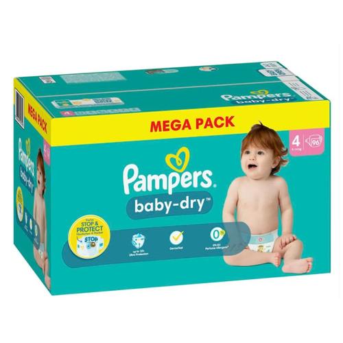 Pack 96 Couches Pampers Baby-Dry Taille 4 (9 À 14 Kg) Lot Changes Bébé Stop And Protect