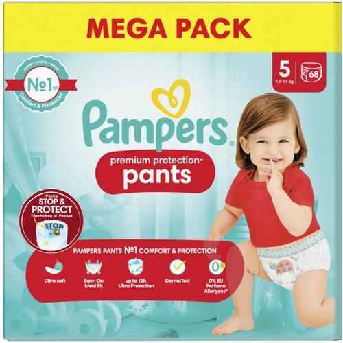 Pack 68 Couches Pampers Pants Premium Protection Taille 5 (13-17kg) Culottes Bébé Stop & Protect