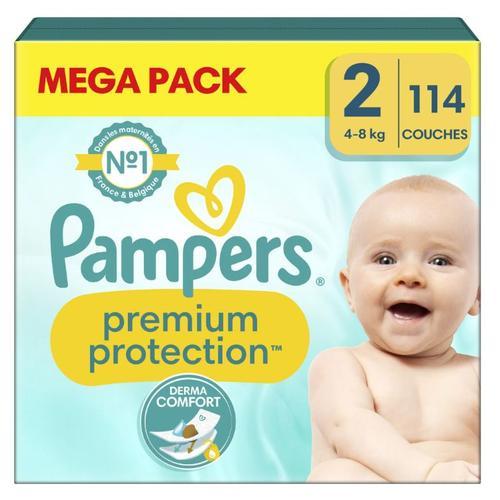 Mega Pack 114 Couches Pampers Premium Protection Taille 2 (4-8 Kg) Derma Confort