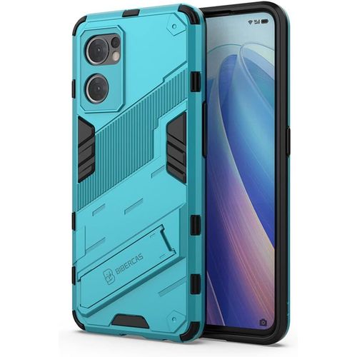 Coque Pour Oppo Find X5 Lite Double Couche Renforcée Défense Tpu Silicone Antichoc Armure Protection Housse Étui Avec Bracket Et Support Bleu
