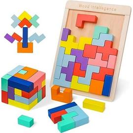 Tetris Puzzle 3D en Bois Enfant, Intelligence Jigsaw avec 30