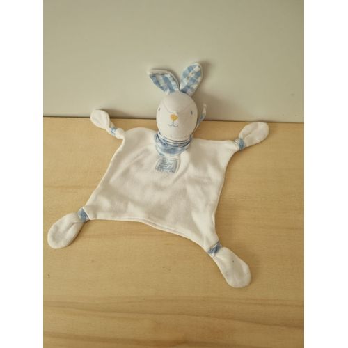 Doudou Lapin Blanc Bleu Tartine Et Chocolat