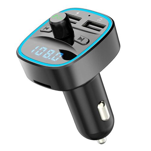 Transmetteur FM Bluetooth 5.0 Voiture, Allume Cigare, Appels Mains Libres, Lecteur de Musique MP3 Basse Support USB