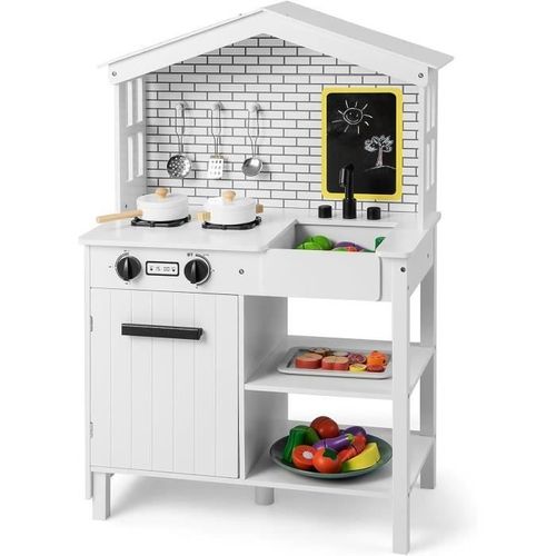 Cuisine De Jeu Pour Enfants - Costway - Style Ferme - Accessoires Complets - Blanc