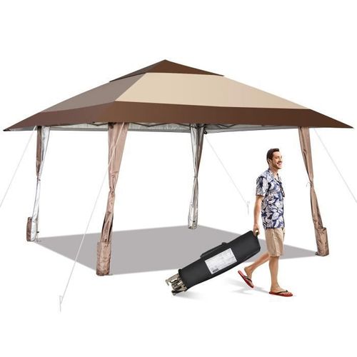 Tonnelle De Jardin Pliante - Costway - 4 X 4m - Upf50+ - Hauteur Réglable - Sac Portable