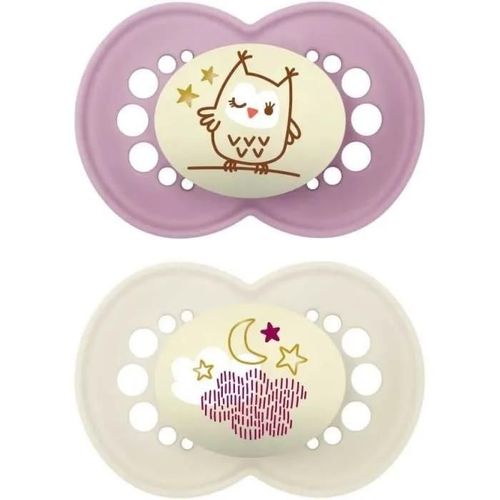 Tétines Original Night Lnous - Mam - 6-16 Mois - Rose - Silicone