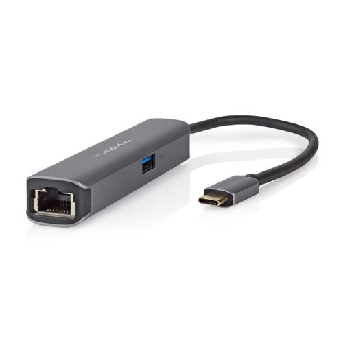 Hub USB-C 4-en-1 vers RJ45 Femelle / USB-A / USB-C Femelle / HDMI 4K 5Gbps 0.2m Nedis Noir