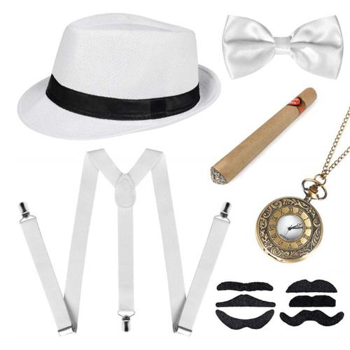 20% de réduction sur les années 1920 Costume Homme Peaky Blinders Gatsby  Panama Hat Bretelles Noeud papillon