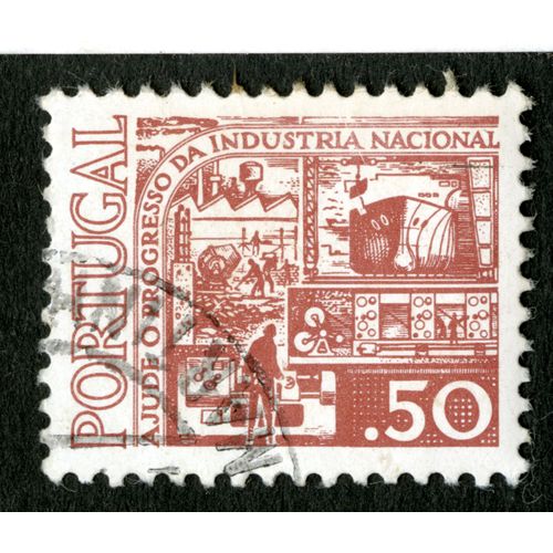 Timbre Oblitéré Portugal, A Jude O Progresso Da Industria Nacional, .50