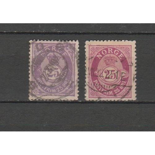 N° 44 & 44a = 2 Timbres Norvege Obliteres De 1883 Cote : 50 €
