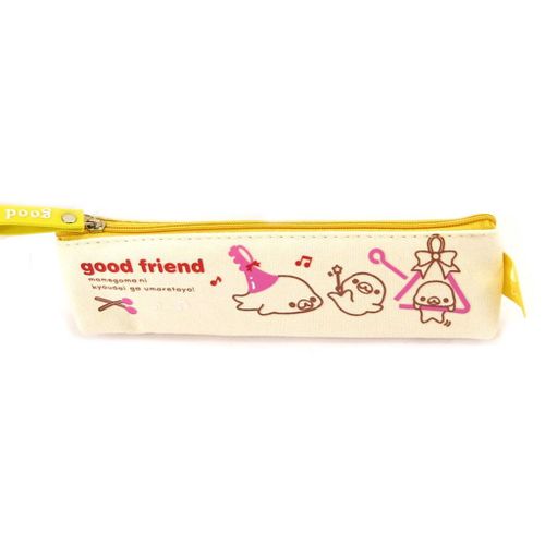PROMOTION ! Trousse coton 'Good Friend' jaune beige - 19x5 cm