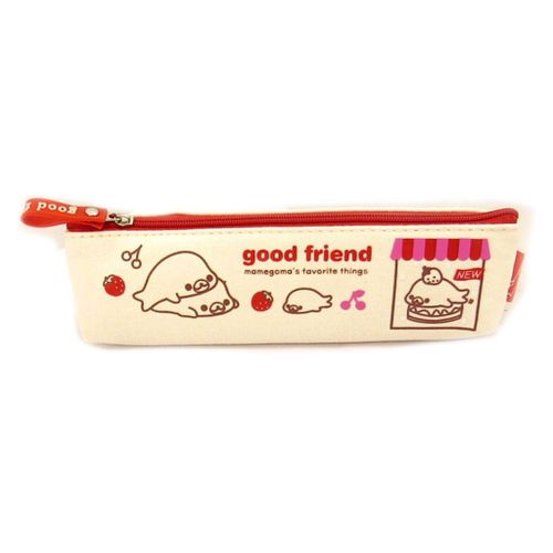 PROMOTION ! Trousse coton 'Good Friend' rouge beige - 19x5 cm