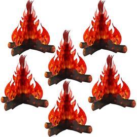 Paquet de 6 feu artificiel fausse flamme papier 3D décoratif carton feu de  joie ornements pour fête de feu de joie décorations de paques no?l
