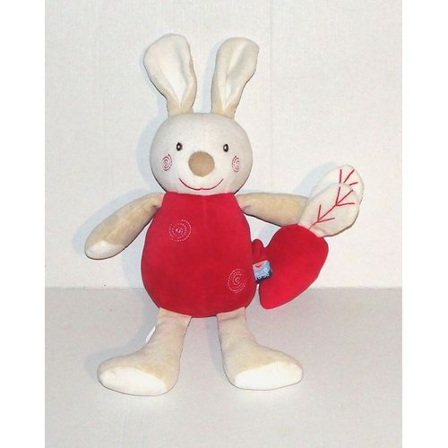 Doudou Lapin Musical Rouge Peluche Carotte Sucre D Orge