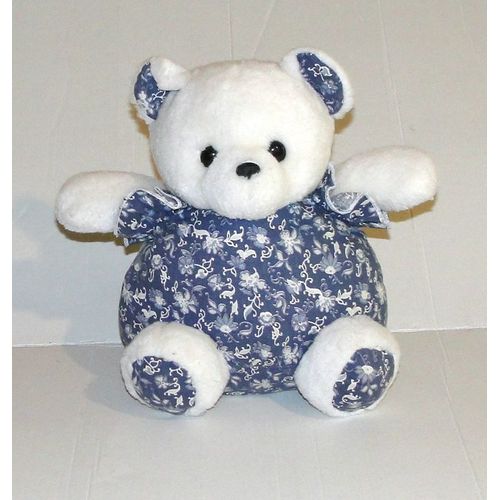 Doudou Ours Boule Ajena En Tissus Fleuries
