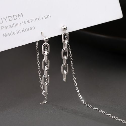 Boucle D'oreille Clip Géométrique En Métal Argenté Pour Femme, Boucle D'oreille Sophia, Pas De Piercing, Pendentif Pompon En Acrylique, Bijoux De Fête Pour Filles, Personnalité
