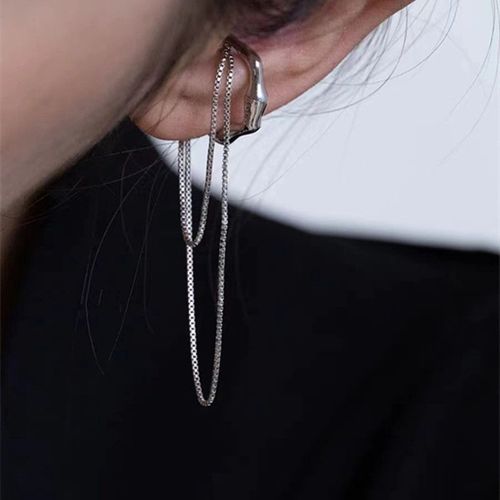 Boucle D'oreille Clip Géométrique En Métal Argenté Pour Femme, Boucle D'oreille Sophia, Pas De Piercing, Pendentif Pompon En Acrylique, Bijoux De Fête Pour Filles, Personnalité