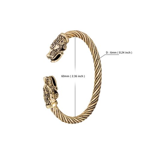 Likgreat Bracelets De Manchette Vintage Pour Hommes Et Femmes, Bracelets Gravés En Métal, Bracelet De Tête De Dragon Viking, Bijoux Anciens