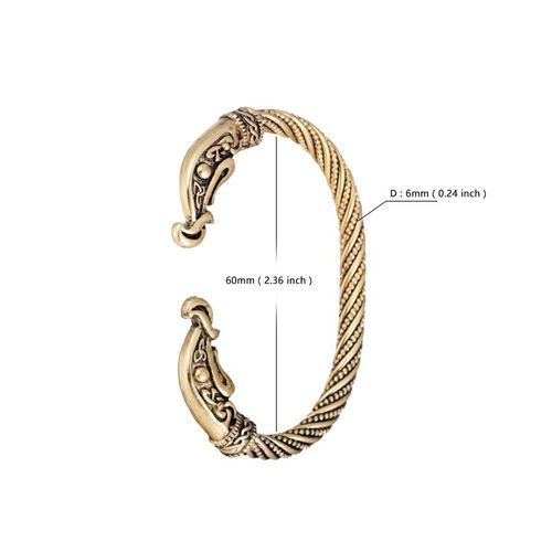 Likgreat Bracelets De Manchette Vintage Pour Hommes Et Femmes, Bracelets Gravés En Métal, Bracelet De Tête De Dragon Viking, Bijoux Anciens