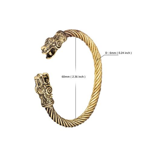 Likgreat Bracelets De Manchette Vintage Pour Hommes Et Femmes, Bracelets Gravés En Métal, Bracelet De Tête De Dragon Viking, Bijoux Anciens