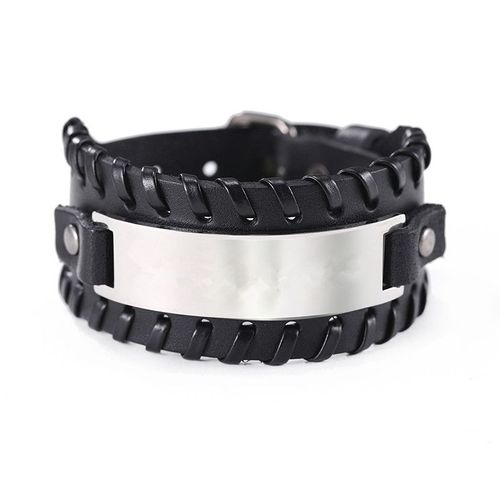 Vekgreat-Bracelets En Acier Inoxydable Avec Lettres Aniques Personnalisées, Nom En Cuir, Métal Gravé Personnalisé, Bijoux Pour Homme