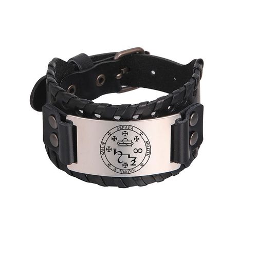 Bracelets De Poignet Viking Talisman En Acier Inoxydable Pour Hommes, Bijoux En Cuir, Émail, Michael Seal De Salomon Seven Archange