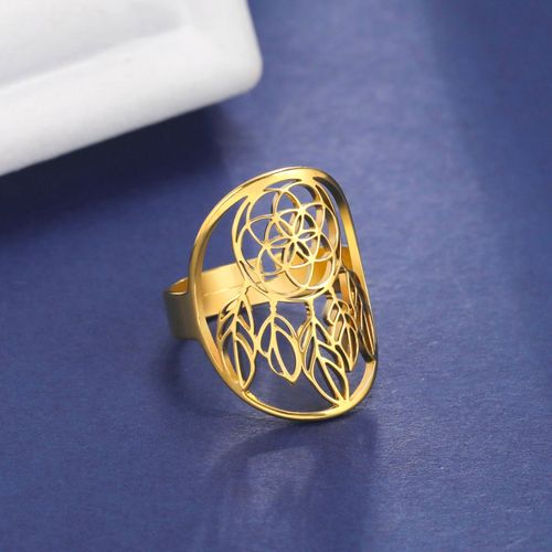 Likgreat-Bagues Ouvertes Réplicateur En Acier Inoxydable, Ajustables Creuses, Bijoux Géométriques Vintage, Cadeau