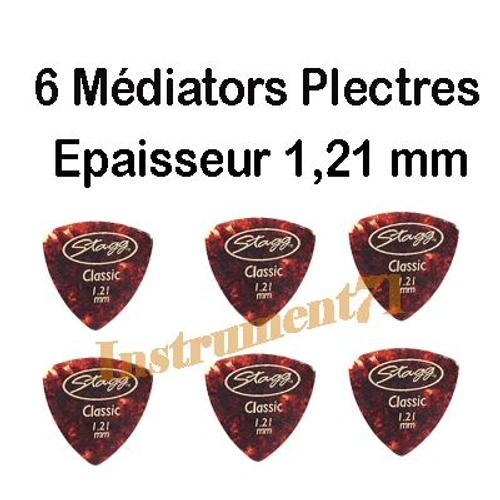 6 Médiators Plectre Classic Taille 1,21 Mm Couleur Ecaille