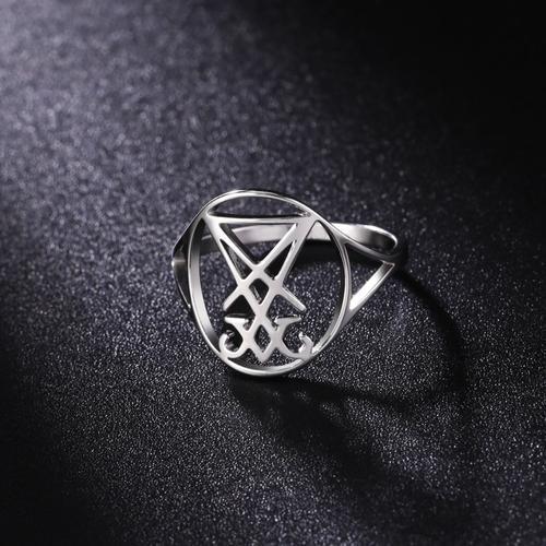 Bague Gothique En Acier Inoxydable, Symbole Du Diable Et Du Démon, Amulette Satanique, Bijou Religieux, Cadeau De Festival