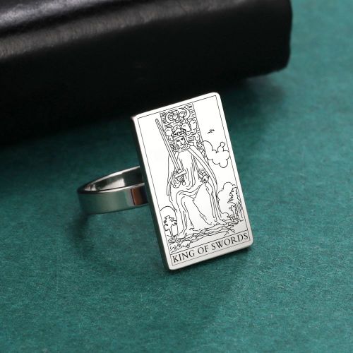 Likgreat-Bague De Cartes De Tarot En Acier Inoxydable Trempé Pour Hommes Et Femmes, Bijoux D'amulette, Documents En Or, Épées, Bonne Chance, Ésotérisme