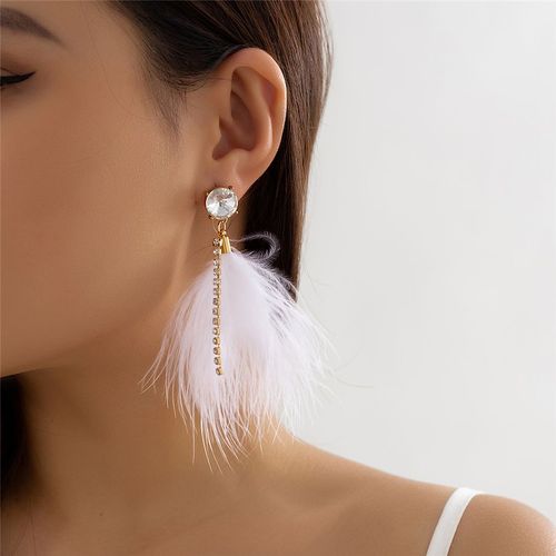 Ingmark-Boucles D'oreilles Boho En Plumes Pour Femme, Bijoux Créatifs, Longs Pompons, Strass, Blanc, Noir, Group, Ixde Mariage, Nouveau