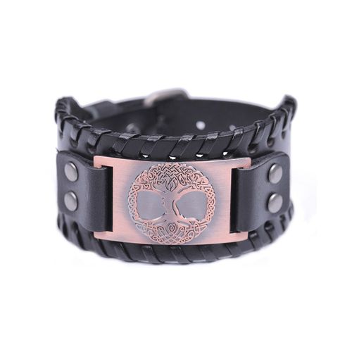 Likgreat-Bracelet À Breloques En Métal Arbre De Vie Pour Homme, Manchette Slavique, Bracelet En Cuir Tressé Large, Cadeau De Bijoux Wicca Vintage