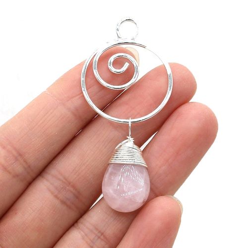 Pendentif En Pierre Naturelle, Aventurine Rose, Fait À La Main, Artisanat, Collier, Bracelet, Boucles D'oreilles, Accessoires Pour Femmes, 25x50mm