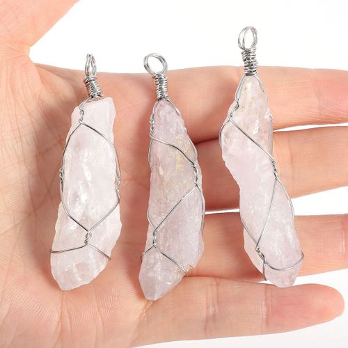 Pendentif En Pierre Naturelle, Cristal Blanc Brut, Bricolage, Breloque De Fête, Pull, Chaîne, Porte-Clés, Fabrication De Bijoux, Cadeau