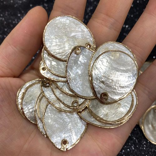 Pendentif En Coquille Jaune Naturelle, 2 Pièces, Ample, Mignon, Collier, Boucles D'oreilles, Bracelet, Accessoires De Bijouterie, Fabrication De Cadeaux
