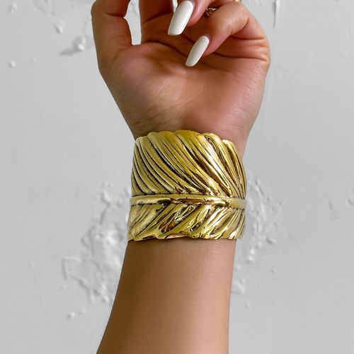 Bracelets Ouverts À Manchette Large Et Épaisse Pour Homme Et Femme, Punk, Métal, Vintage, Réalisé, Plumes, Bijoux Grunge, Steampunk