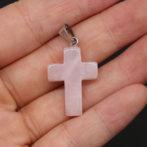 1pc Naturel Pierre Gemme Pendentif Croix Artisanat Bricolage Personnalisé Tendance Collier Bracelet Boucle D'oreille Bijoux Cadeau Fabrication