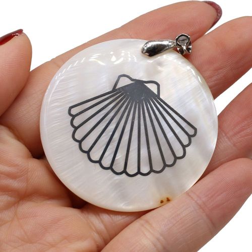 Pendentif En Coquillage Naturel Rond, Divers Motifs, Nacre Naturelle, Breloques Pour Bijoux, Bricolage, Collier Exécutif, Taille 45x45mm