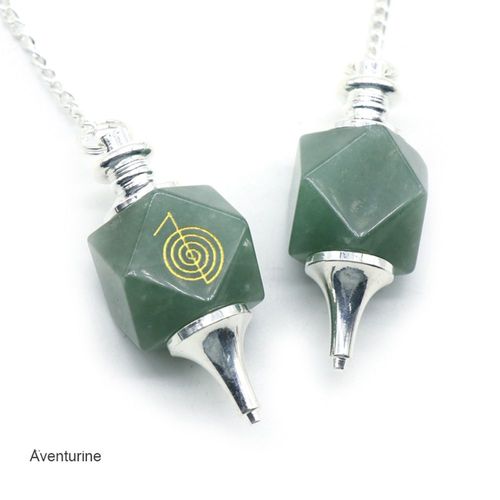 Pendule En Gemme Naturelle, Symbole Reiki, Aventurine Verte, ¿Il De Tigre, Lapis Lazuli, Opale, Guérison Hypnotique, Pendentif C¿Ur, Longueur 24cm