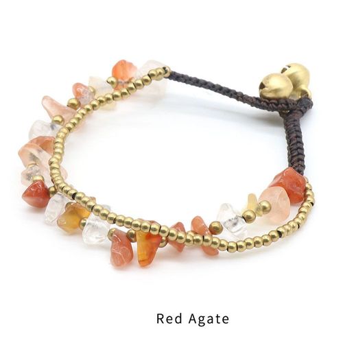 Bracelet En Pierre Semi-Précieuse 18-18.5cm Pour Femme, Bijou Naturel, Améthyste Lapis Lazuli, Avec Clochette Et Perles De Décoration