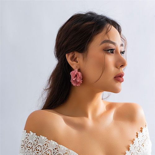Boucles D'oreilles Créoles Pendentif Fleur Rose En Tissu Bohème Pour Femmes, Boucles D'oreilles Kpop Colorées, Bijoux De Fête, Accessoires Y2k, Mode