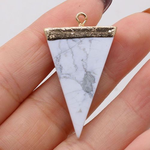 Pendentif Triangle Turquoise Blanc En Pierre Naturelle, Fait À La Main, Artisanat, Bricolage, Collier, Boucles D'oreilles, Bijoux, Accessoires, Cadeau, 23x38mm