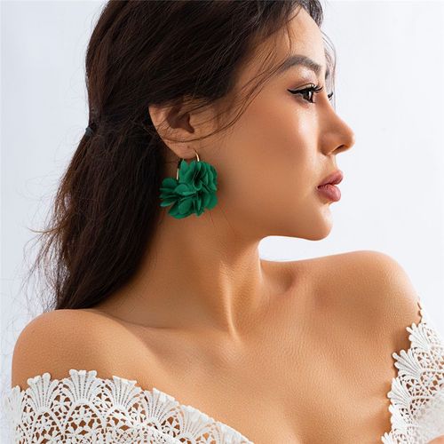 Boucles D'oreilles Créoles Pendentif Fleur Rose En Tissu Bohème Pour Femmes, Boucles D'oreilles Kpop Colorées, Bijoux De Fête, Accessoires Y2k, Mode