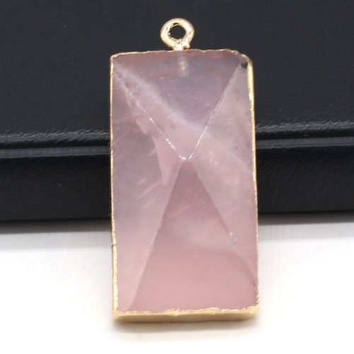Collier En Pierre Naturelle, Améthyste De Quartz Rose Rectangulaire, Pendentif Plaqué Or, Bricolage, Chaîne De Pull, Accessoires De Bijoux, Fabrication De Cadeaux
